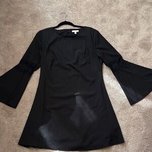 Express Elegant Black Flared Sleeve Dress